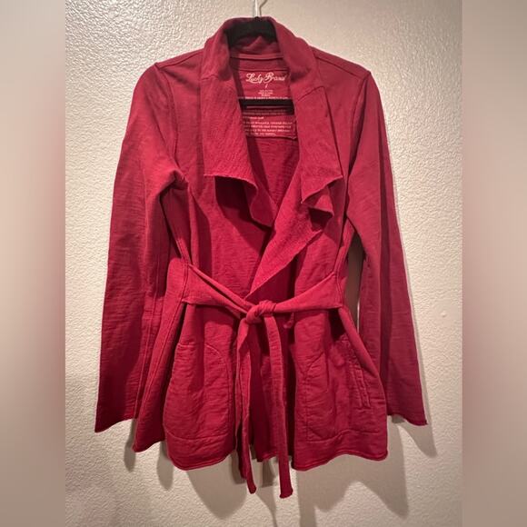 Lucky Brand Red Tie Front Wrap Cardigan Sz L - Picture 1 of 6